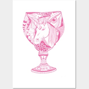 Pink  Unicorn Goblet Posters and Art